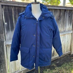 VTG Downhill Racer 1987 Men's Blue Down Filled Ski Snow Hooded Jacket Medium